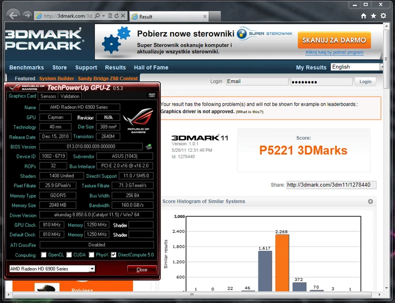 3DMark 11 - 5221 pkt.