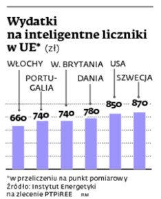 Wydatki na inteligentne liczniki w UE* (zł)