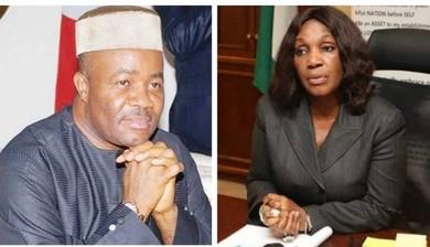 ‘Talk to her 4 ex-husbands’, Akpabio attacks former NDDC MD as he denies pipeline bombing allegation
