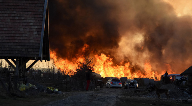 Hatalmas lángok csaptak fel Farmoson /Fotó: MTI - Mészáros János