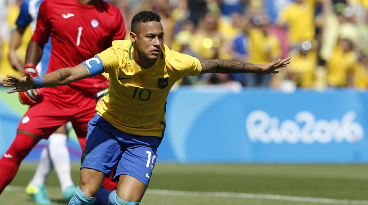 Neymar meglőtte az olimpiák történetének leggyorsabb gólját, majd később keretbe foglalta a brazilok 6-0-s győzelmét /Fotó: MTI