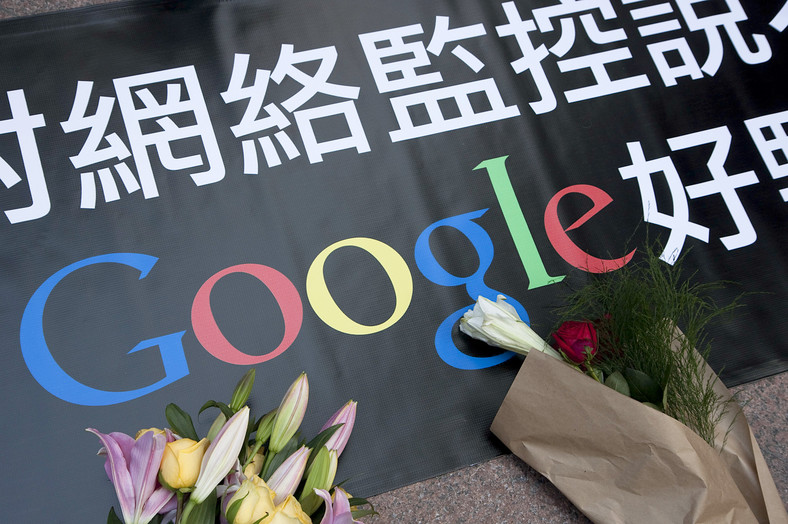 Baner w Hong Kongu popierający działania Google w Chinach - 