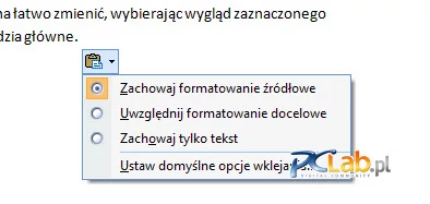 MS Office 2007 – opcje wklejania