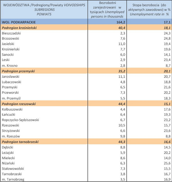 Bezrobocie w Polsce w lutym 2013 r. woj. PODKARPACKIE