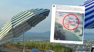 Wiatr porwał mężczyznę razem z parasolem w Turcji. Trafił do szpitala [WIDEO]