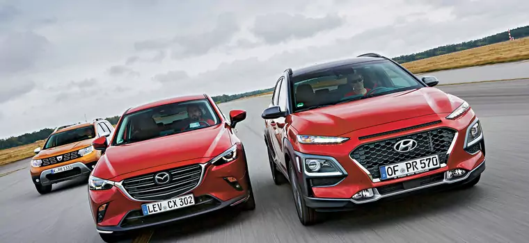 Dacia Duster kontra Mazda CX-3 i Hyundai Kona - czy tani SUV pokona drogich konkurentów?