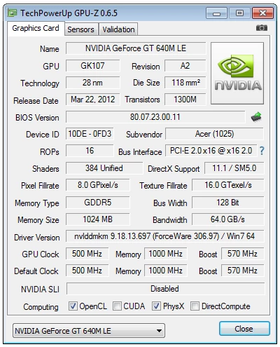 GeForce GT 640M LE to po prostu nieco wolniej taktowany GT 640M
