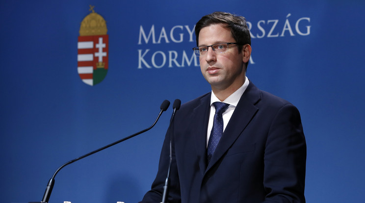 Gulyás Gergely Miniszterelnökséget vezető miniszter a Kormányinfón / Fotó: MTI Illyés Tibor