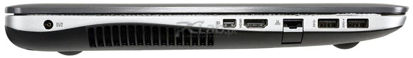Lewa strona: gniazdo zasilacza, mini-DisplayPort, HDMI, RJ-45, 2 × USB 3.0