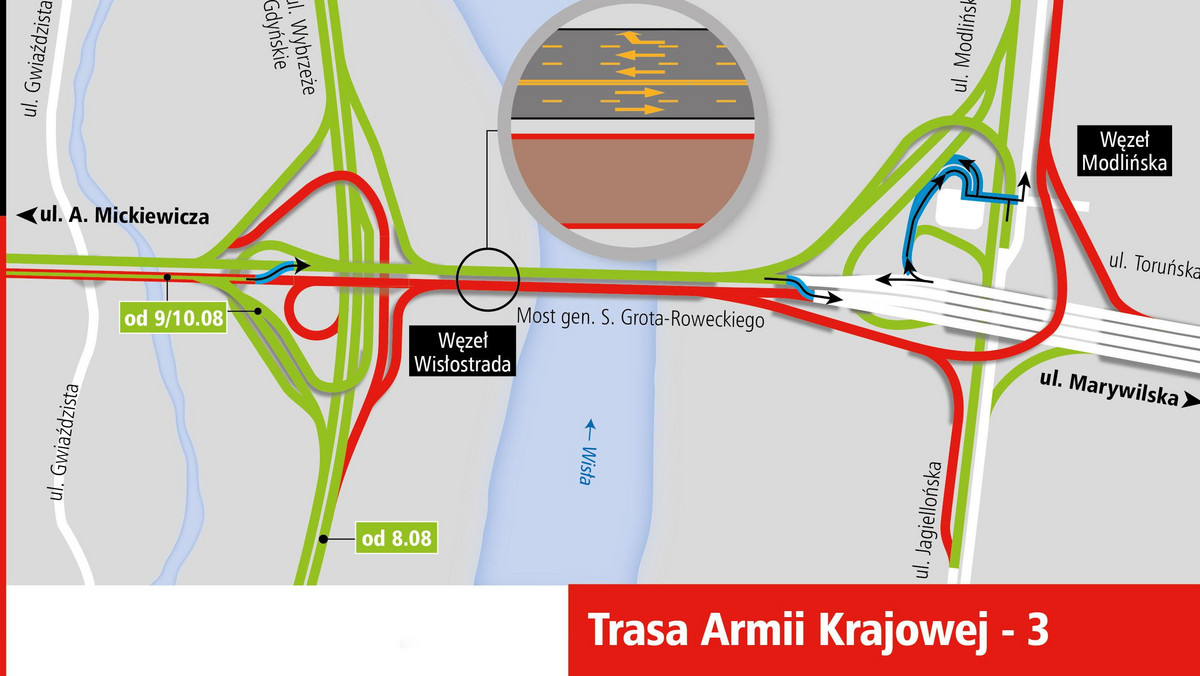 Mamy dwie wiadomości dla kierowców: dobrą i złą. Zacznijmy od tej drugiej – na cały weekend zamknięte zostaną wiadukty w ciągu ul. Marymonckiej i Słowackiego nad Trasą AK. Będzie tam układany asfalt. A ta dobra wiadomość? W sobotę zostanie oddana kierowcom zamknięta od lipca wschodnia jezdnia Wisłostrady w rejonie tej trasy.