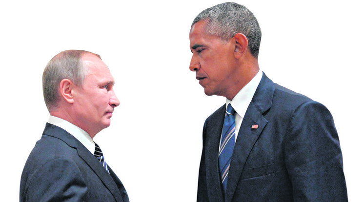 Vlagyimir Putyin orosz államfő és Barack Obama amerikai elnök így nézett egymásra legutóbb. Ábránkon a két nagyhatalom legfontosabb adatait soroltuk fel /Fotó: MTI