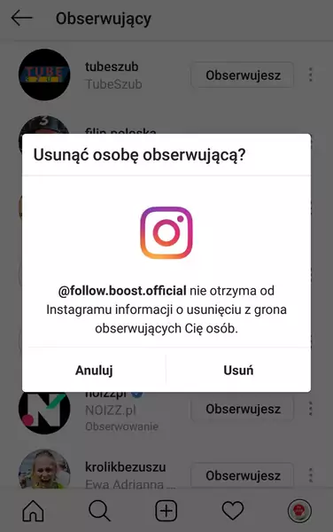 Czy usunąć tego followersa?