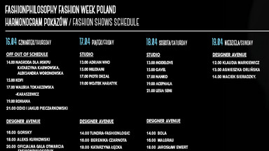 Harmonogram 12. edycji FashionPhilosophy Fashion week Poland