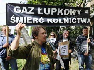 Pikieta przeciwko poszukiwaniom i wydobyciu gazu łupkowego przed Ministerstwem Środowiska. Warszawa, lipiec 2013 r.