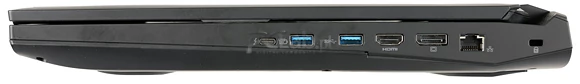 Prawa strona: USB 3.1 typu C, 2 USB 3.0, HDMI, Display-Port, RJ-45, zamek Kensington