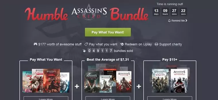 Humble Bundle -  dziewięć razy Assassin's Creed za niewiele ponad 60 złotych