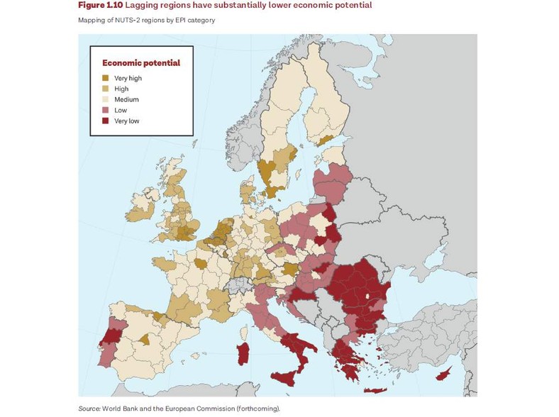 Potencjał rozwoju gospodarczego regionów, źródło - Bank Światowy