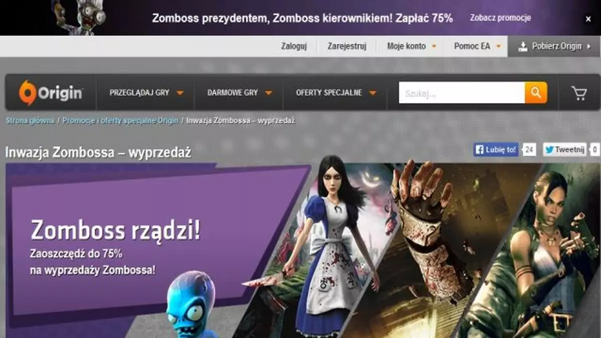 Zomboss atakuje EA i ścina ceny gier w Origin