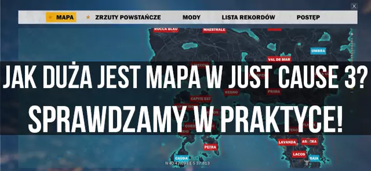 Wielkość mapy w Just Cause 3 w praktyce. Przelatujemy nad całą odrzutowcem