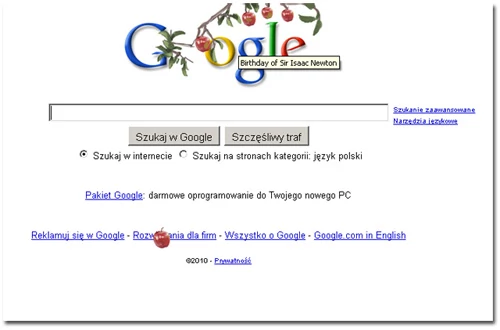 Spadające jabłko w logo Google to hołd dla największego naukowca w historii.