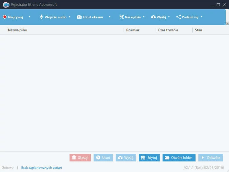 Główne okno programu do przechwytywania obrazu - Apowersoft Screen Recorder Pro