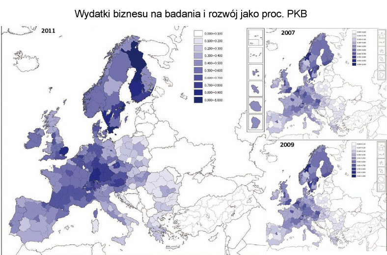 Wydatki biznesu na badania i rozwój jako proc. PKB