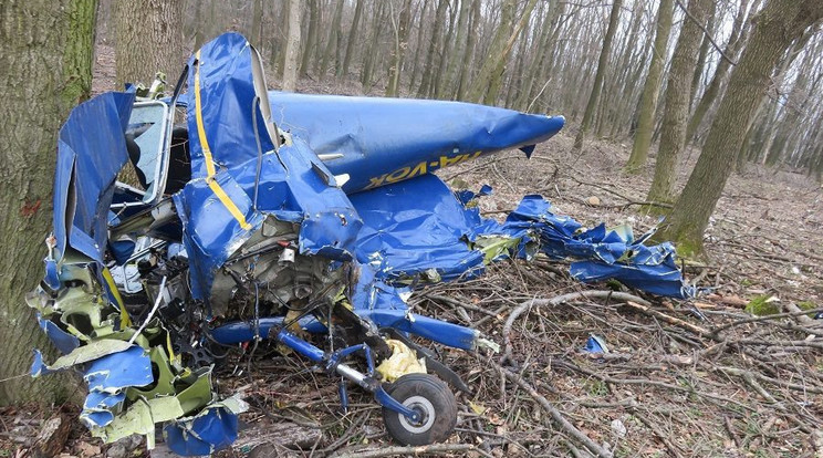 A Cessna roncsait a Gerecse melletti erdőben találták meg/Fotó: police.hu