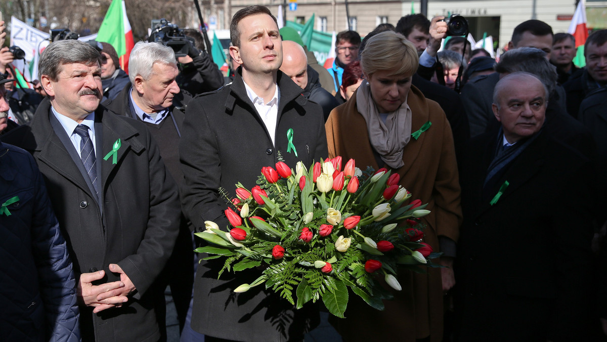 WARSZAWA PSL MANIFESTACJA W OBRONIE POLSKIEJ ZIEMI (Władysław Kosiniak-Kamysz, Jarosław Kalinowski)