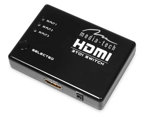 Obok wyjścia HDMI umieszczono gniazdo zasilania napięciem 5V, dzięki któremu switch staje się urządzeniem aktywnym, jednak nawet w trybie pasywnym urządzenie działa bez zastrzeże. fot. Media-Tech.