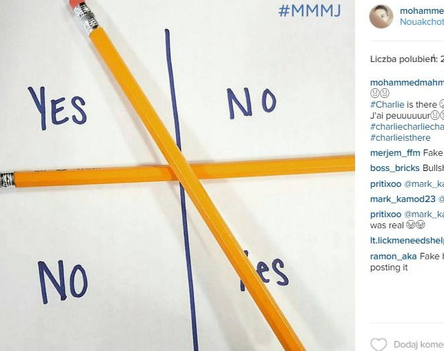 CHARLIE CHARLIE CHALLENGE, fot. Instagram