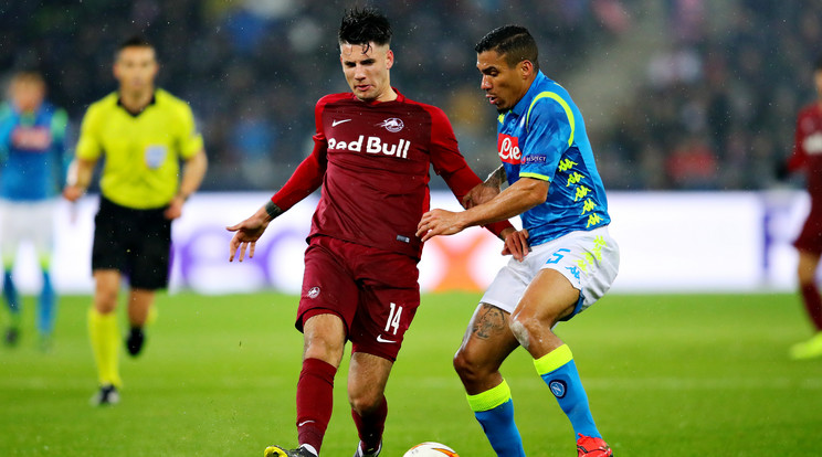 Szoboszlai (balra) és a Salzburg 3-1-re verte az El-ben a Napolit, de ez is kevés volt /Fotó: Getty Images