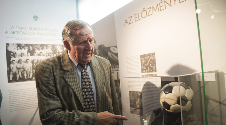 Géczi István, a Ferencváros egykori válogatott kapusa a magyar klubfutball egyetlen európai kupagyőzelmének, a Ferencvárosi Torna Club 1965-ös Vásárvárosok Kupája-sikerének 50. évfordulója alkalmából rendezett ünnepségen ai Groupama Arénában / Fotó: MTI Illés Tibor