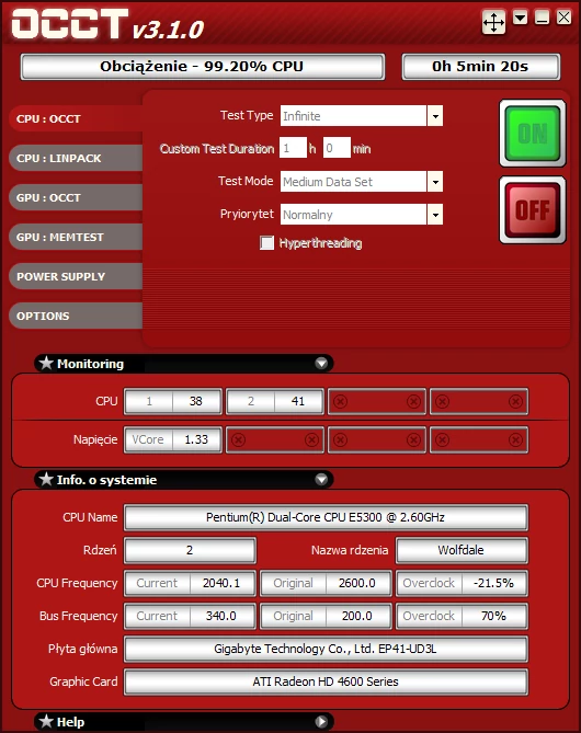 340 MHz FSB to średni wynik w teście