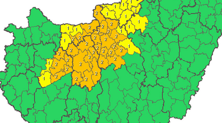 Az OMSZ délelőttre másodfokú riasztást adott ki az ónos eső miatt Budapest környékére, az ország középső területeire