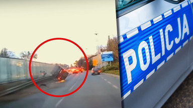 Niecodzienny wypadek w Łodzi. Pijany 38-latek dachował "dostawczakiem"