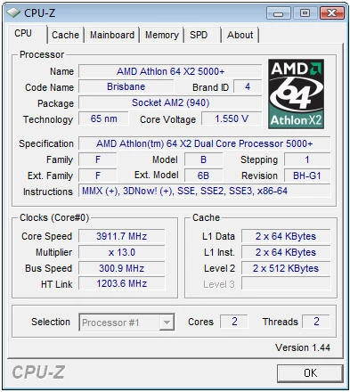CPU-Z - Athlon 64 X2 5000+