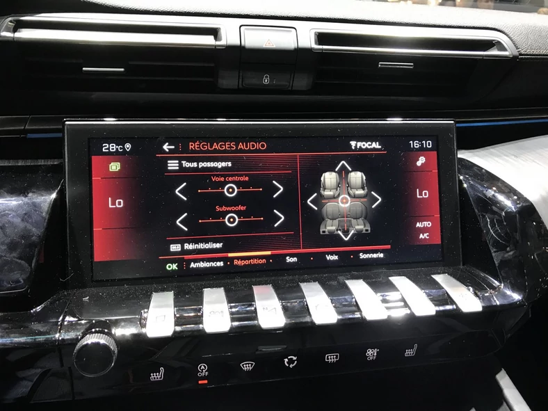 Peugeot 508 menu ustawień audio