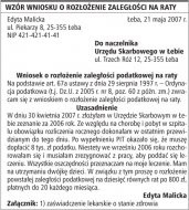 Wzór wniosku o rozłożenie zaległości na
    raty