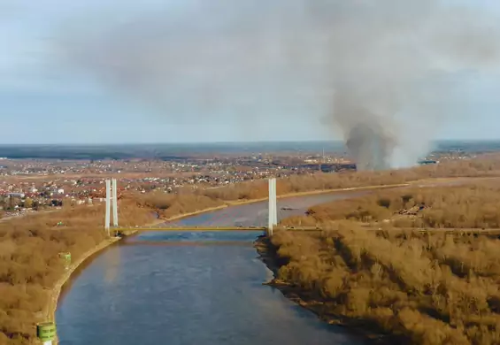 Wyszli na spacer, nagrali dronem pożar traw w Warszawie. "Zjawisko będzie się nasilać"