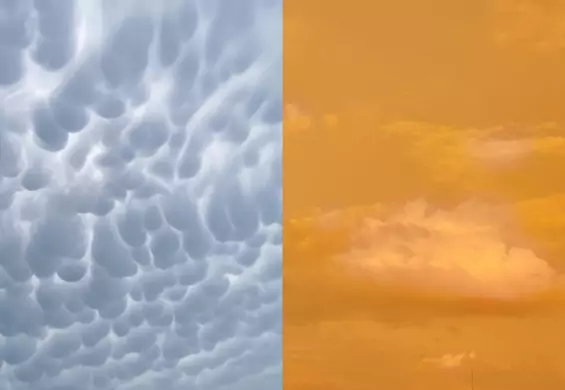 Pomarańczowe niebo, "folia bąbelkowa" i nie tylko. Wczorajsze dziwne zjawiska pogodowe w Warszawie
