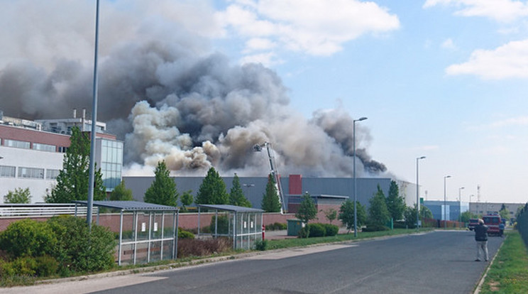 Gyógyszergyári épület lángolt kedd délelőtt Budaörsön /Fotó: Blikk