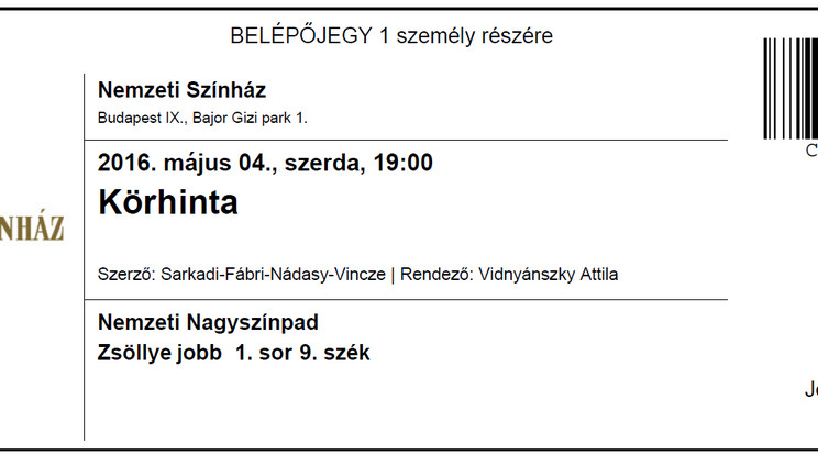 A Jegymester tanácsa:
Ha kiposztoljuk a jegyünket, ügyeljünk rá, hogy az esemény időpontja előtt a vonalkód ne látszódjon!