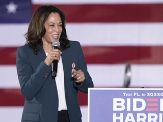 Demokratyczna kandydatka na urząd wiceprezydenta, sen. Kamala Harris. Nowością w tegorocznych prawyborach Partii Demokratycznej było uczestnictwo aż trzech kandydatów na prezydenta pochodzenia azjatyckiego – Andrew Yanga, Tulsi Gabbard i senatorki Kamali Harris, która ma korzenie między innymi indyjskie