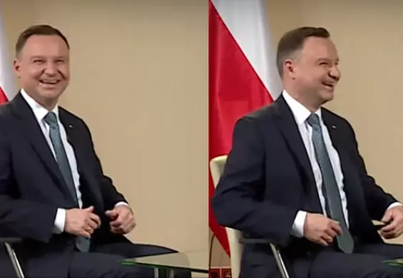 Andrzej Duda wybucha śmiechem po własnym żarcie. Wystarczyły tylko dwa słowa