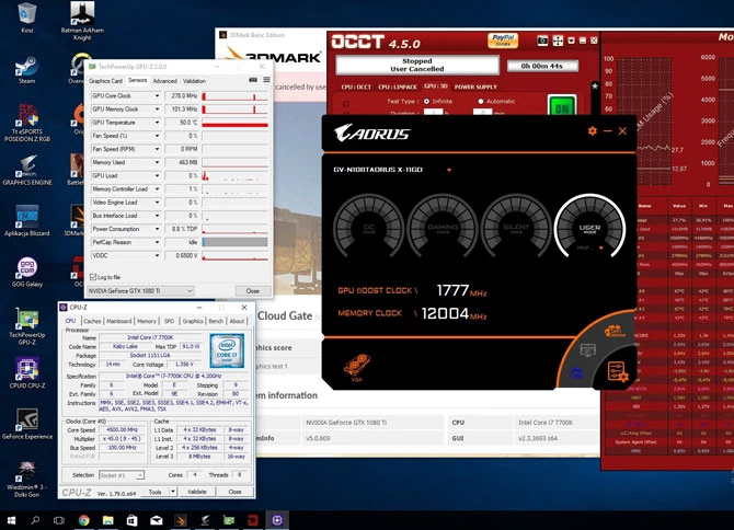 Przy podkręcaniu musimy uruchomić wiele specjalistycznych programów jednocześnie - CPU-Z, GPU-Z, program do podkręcania karty graficznej i benchmark lub grę.