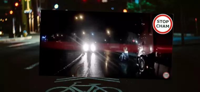 Rowerzysta jechał pod prąd. Refleks kierowcy tira zapobiegł tragedii [WIDEO]