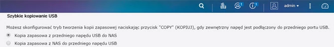 Szybkie kopiowanie danych z pamięci USB na NAS. W QNAP TS-251+ wystarczy nacisnąć przycisk, o ile funkcja szybkiej kopii jest skonfigurowana.