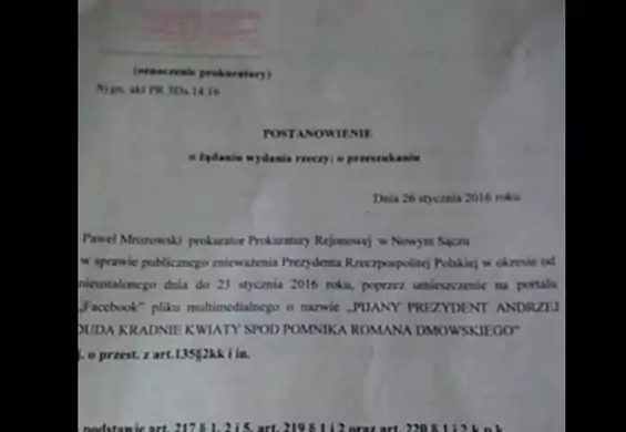 Prokuratura przeszukała mieszkanie autora filmiku o Andrzeju Dudzie i zabrała komputer. Śmieszkowanie się skończyło?