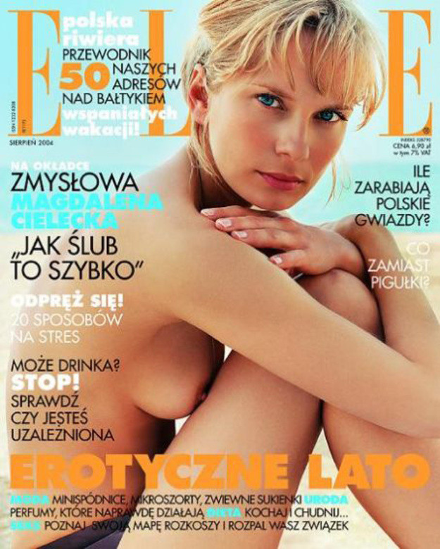 Magdalena Cielecka na okładce "Elle" 2004 / Fot. screen Elle