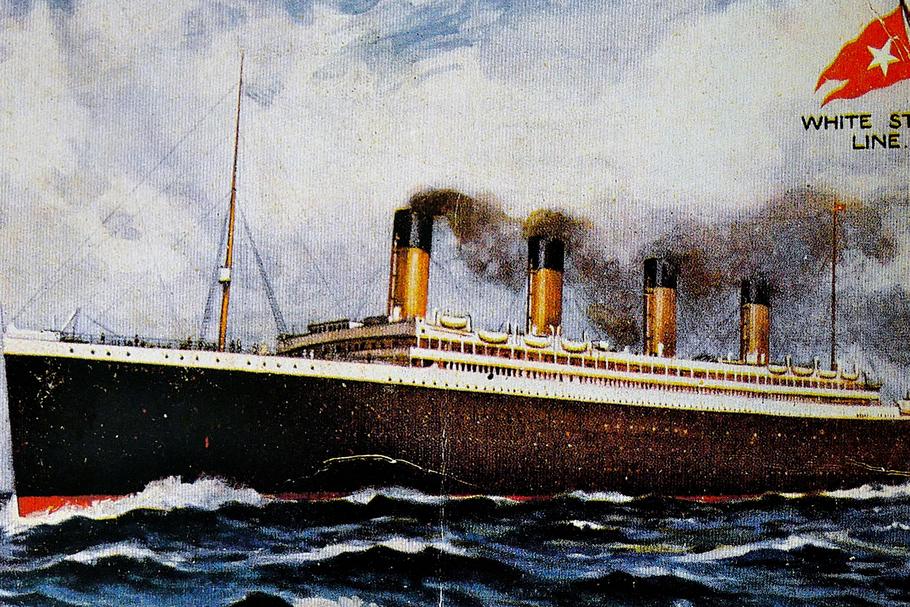 Pre-disaster postcard, front depicting the Titanic.